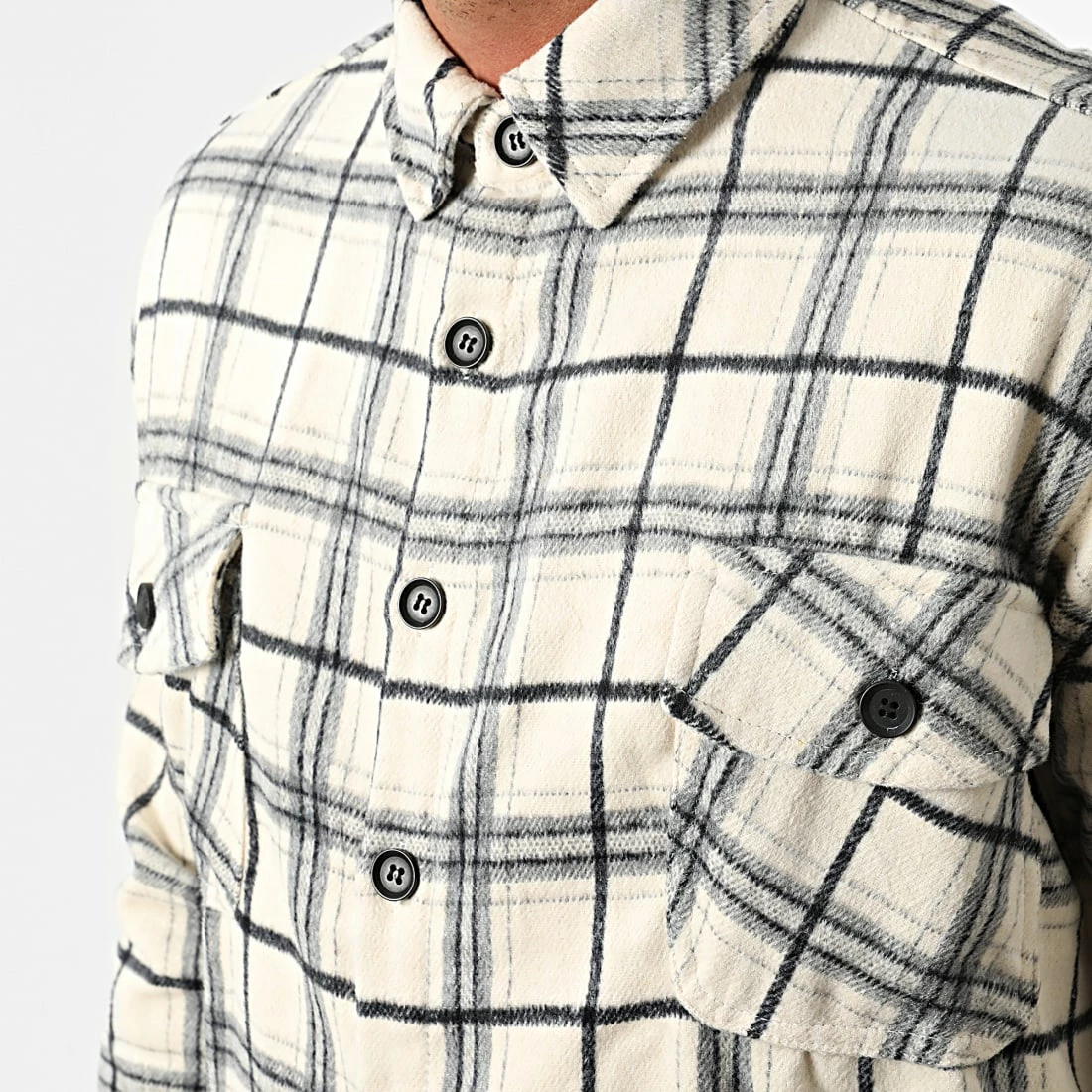 Meilleur prix ⭐ Surchemise A Carreaux KD631 Beige de Zayne Paris 🛒 2 Meilleur prix ⭐ Surchemise A Carreaux KD631 Beige de Zayne Paris 🛒 – Image 2