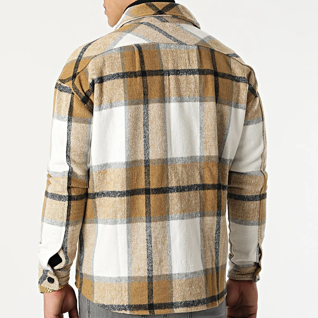 De gros 👍 Surchemise A Carreaux KD642 Beige Blanc de Zayne Paris 🧨 4 De gros 👍 Surchemise A Carreaux KD642 Beige Blanc de Zayne Paris 🧨 – Image 4