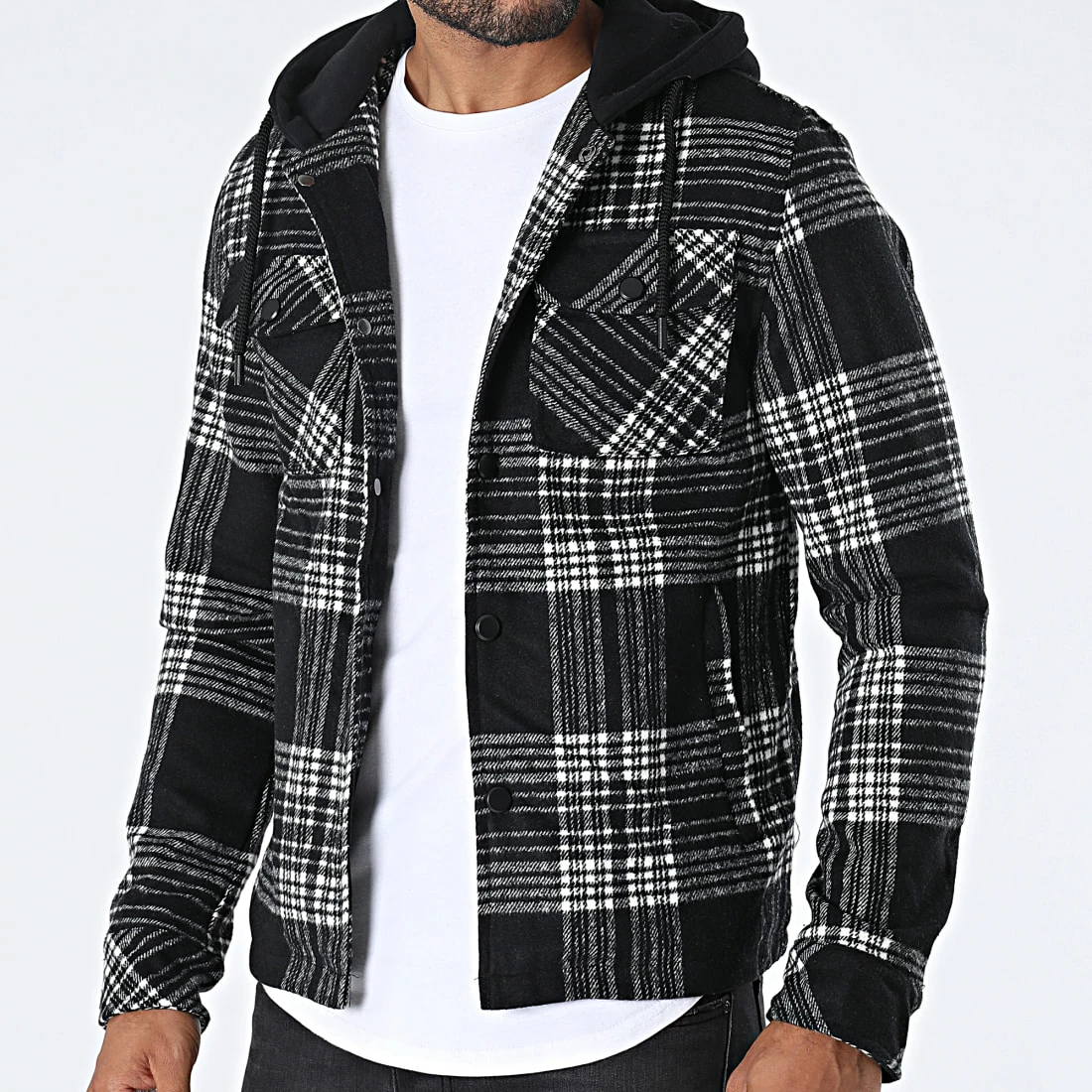 De gros 🤩 Surchemise Carreaux KD667 Noir Gris de Zayne Paris 🛒 1 De gros 🤩 Surchemise Carreaux KD667 Noir Gris de Zayne Paris 🛒