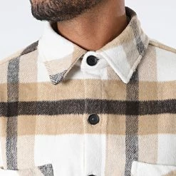 Nouveau 🥰 Surchemise A Carreaux KD645 Blanc Beige de Zayne Paris 🛒 -Zayne Paris Soldes zayne paris 289489 KD645 2 20211027T141121 02