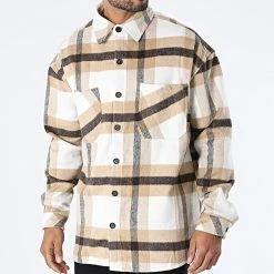 Nouveau 🥰 Surchemise A Carreaux KD645 Blanc Beige de Zayne Paris 🛒 -Zayne Paris Soldes zayne paris 289489 KD645 2 20211027T141122 03