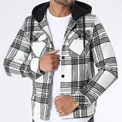 Meilleure vente 🔥 Surchemise Carreaux KD667 Blanc Noir de Zayne Paris 👏