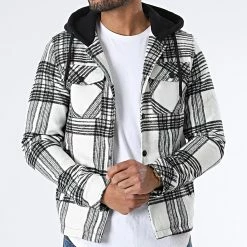 Meilleure vente 🔥 Surchemise Carreaux KD667 Blanc Noir de Zayne Paris 👏 -Zayne Paris Soldes zayne paris 289491 KD667 2 20211027T142117 03