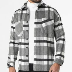 Coupon 🔔 Surchemise A Carreaux KD645 Gris Blanc de Zayne Paris ⌛ -Zayne Paris Soldes zayne paris 289497 KD645 1 20211109T154505 02