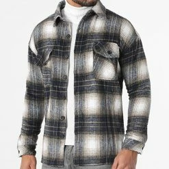 Budget 🧨 Surchemise A Carreaux KD630 Bleu Marine Beige de Zayne Paris 🎁