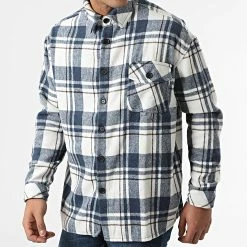 Vente flash 🛒 Surchemise A Carreaux KD665 Bleu de Zayne Paris 🛒