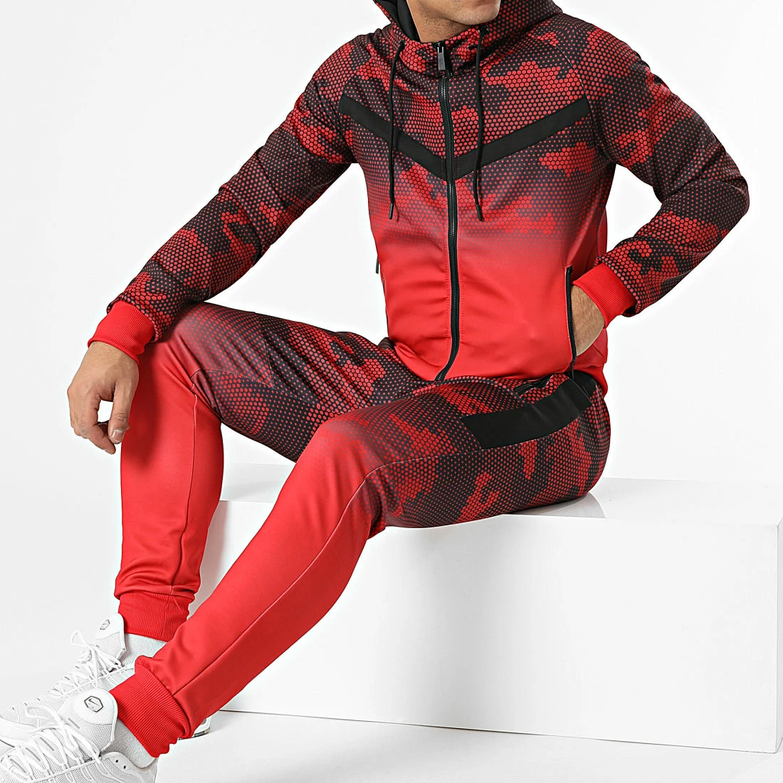 Meilleur prix 🧨 Ensemble De Survetement E307 Rouge Noir de Zayne Paris 😀 1 Meilleur prix 🧨 Ensemble De Survetement E307 Rouge Noir de Zayne Paris 😀