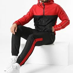Sortie 🤩 Ensemble De Survêtement TX-746 Noir Rouge de Zayne Paris 😀