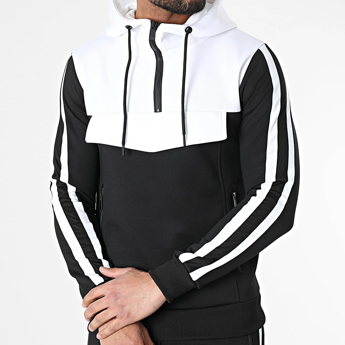 Meilleure vente 🛒 Ensemble De Survetement A Bandes TX-749 Noir Blanc de Zayne Paris 🤩 3 Meilleure vente 🛒 Ensemble De Survetement A Bandes TX-749 Noir Blanc de Zayne Paris 🤩 – Image 3