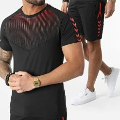 Bon marché 🔥 Ensemble De Survetement A Bandes E195 Noir Rouge de Zayne Paris 🧨