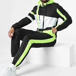 Promo ⌛ Ensemble De Survetement A Bandes TX-724 Blanc Noir Jaune Fluo de Zayne Paris 🤩