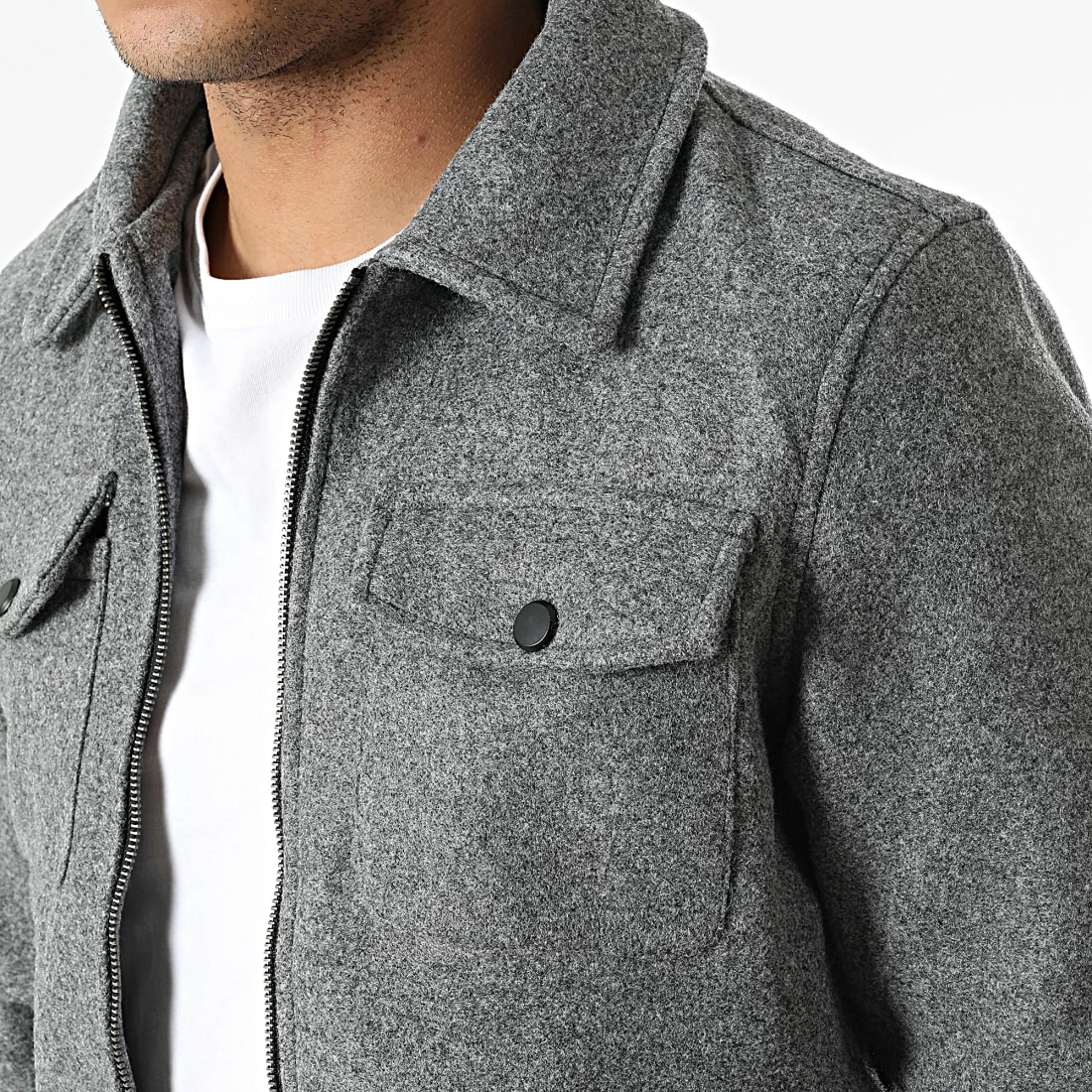 De gros 😉 Veste Zippée KD655 Gris Chiné de Zayne Paris 😀 2 De gros 😉 Veste Zippée KD655 Gris Chiné de Zayne Paris 😀 – Image 2