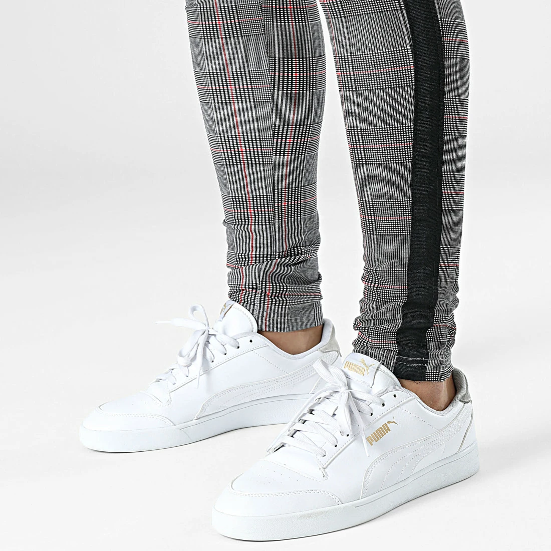 Meilleure vente 🎁 Pantalon A Carreaux Et Bandes TX-665 Gris Rouge de Zayne Paris 🎉 2 Meilleure vente 🎁 Pantalon A Carreaux Et Bandes TX-665 Gris Rouge de Zayne Paris 🎉 – Image 2