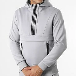 Promo 👏 Ensemble Veste Zippée Et Pantalon Jogging A Bandes E320 Gris de Zayne Paris ✨ -Zayne Paris Soldes zayne paris 331215 E320 2 20220811T143715 03