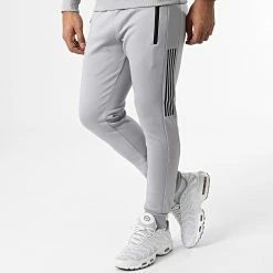 Promo 👏 Ensemble Veste Zippée Et Pantalon Jogging A Bandes E320 Gris de Zayne Paris ✨ -Zayne Paris Soldes zayne paris 331215 E320 2 20220811T143716 04
