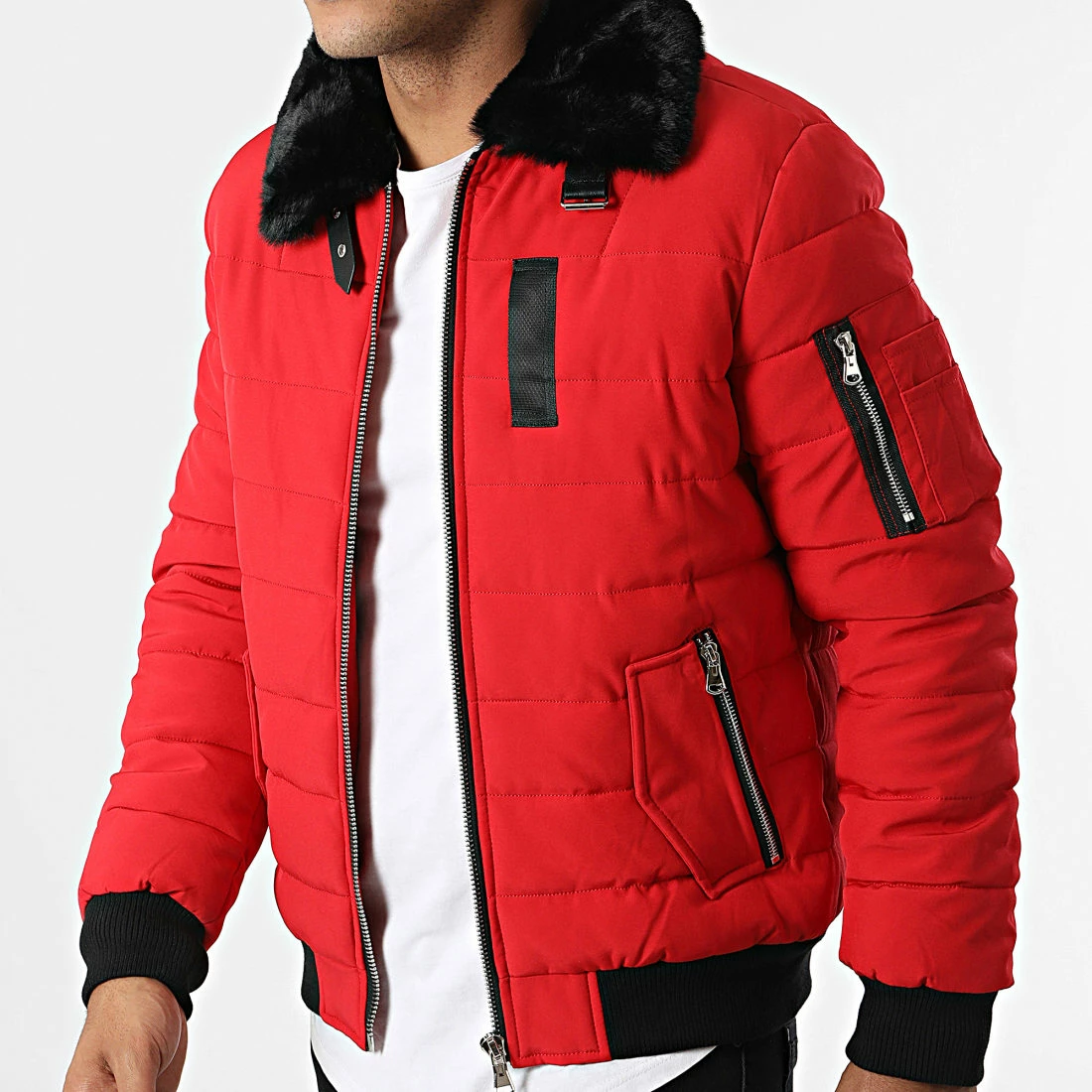 Coupon 🌟 Doudoune Col Fourrure MA21008 Rouge de Zayne Paris 🔔 3 Coupon 🌟 Doudoune Col Fourrure MA21008 Rouge de Zayne Paris 🔔 – Image 3