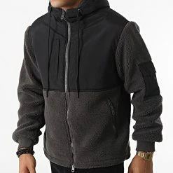 Promo 🥰 Veste Zippée Capuche Polaire TX-720 Gris Anthracite Noir de Zayne Paris 👍