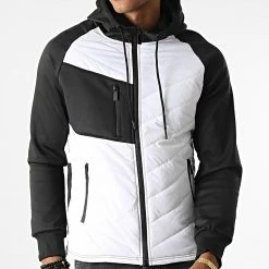 Le moins cher 🤩 Veste Zippée Capuche E310 Blanc Noir de Zayne Paris 🔔