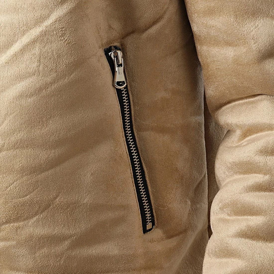 Promo 🥰 Veste Suédine Col Fourrure MA21006 Beige de Zayne Paris 😀 2 Promo 🥰 Veste Suédine Col Fourrure MA21006 Beige de Zayne Paris 😀 – Image 2