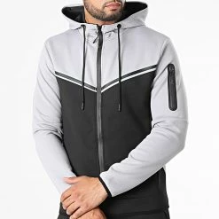 Acheter 🎁 Ensemble Sweat Zippé Capuche Et Pantalon Jogging E-314 Noir Gris Réfléchissant de Zayne Paris 😍 -Zayne Paris Soldes zayne paris 333280 E 314 2 20220819T141531 03