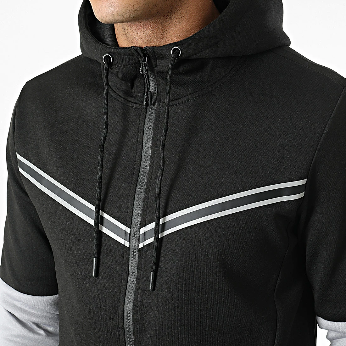 Vente flash 👏 Ensemble Sweat Zippé Capuche Et Pantalon Jogging E-315 Noir Réfléchissant de Zayne Paris 🌟 2 Vente flash 👏 Ensemble Sweat Zippé Capuche Et Pantalon Jogging E-315 Noir Réfléchissant de Zayne Paris 🌟 – Image 2