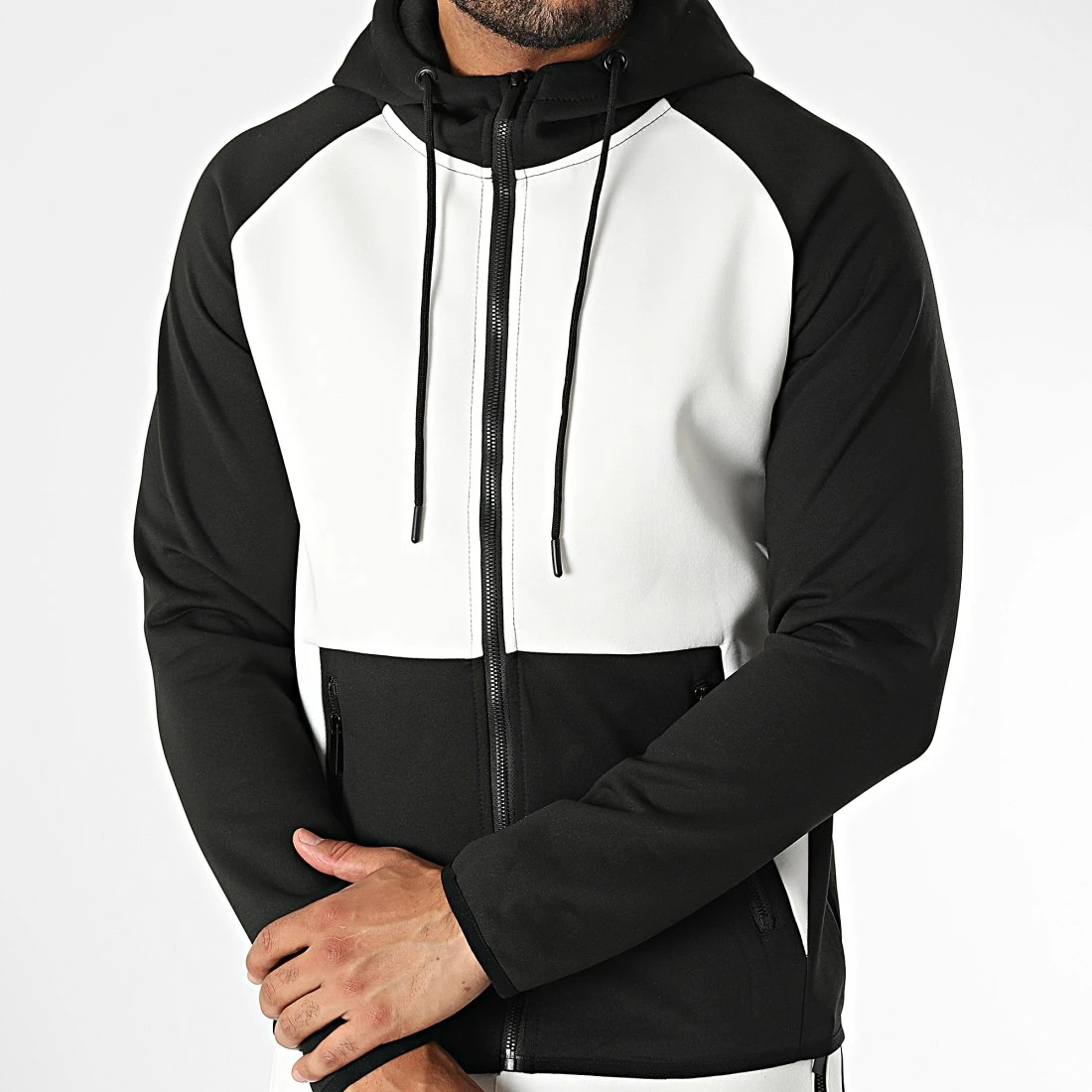 Sortie 🤩 Ensemble Veste Zippée Capuche Et Pantalon Jogging E-318 Noir Blanc de Zayne Paris 🧨 3 Sortie 🤩 Ensemble Veste Zippée Capuche Et Pantalon Jogging E-318 Noir Blanc de Zayne Paris 🧨 – Image 3