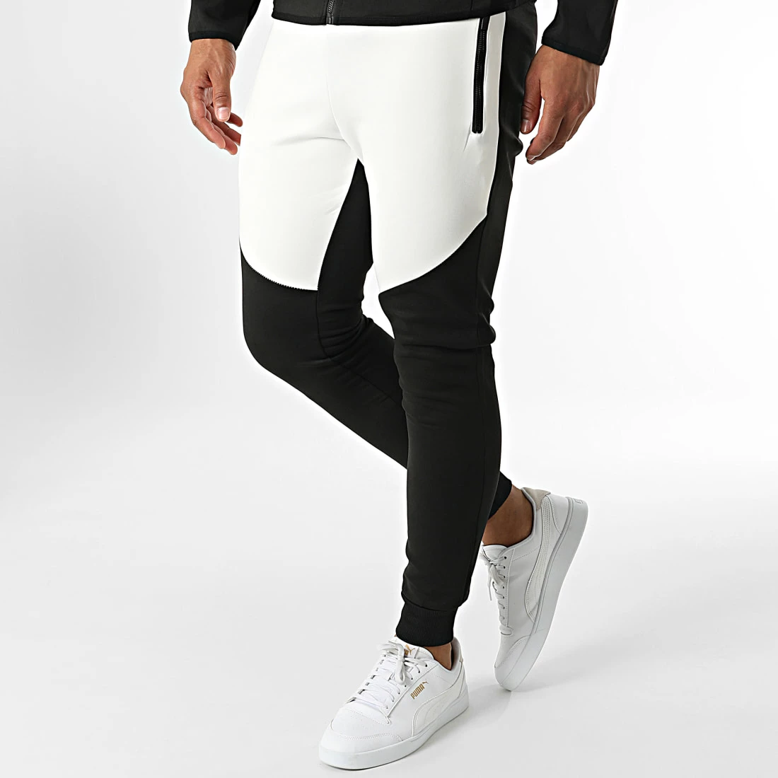 Sortie 🤩 Ensemble Veste Zippée Capuche Et Pantalon Jogging E-318 Noir Blanc de Zayne Paris 🧨 4 Sortie 🤩 Ensemble Veste Zippée Capuche Et Pantalon Jogging E-318 Noir Blanc de Zayne Paris 🧨 – Image 4