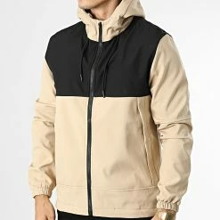 De gros 👍 Veste Zippée Capuche E340 Beige Noir de Zayne Paris 😍