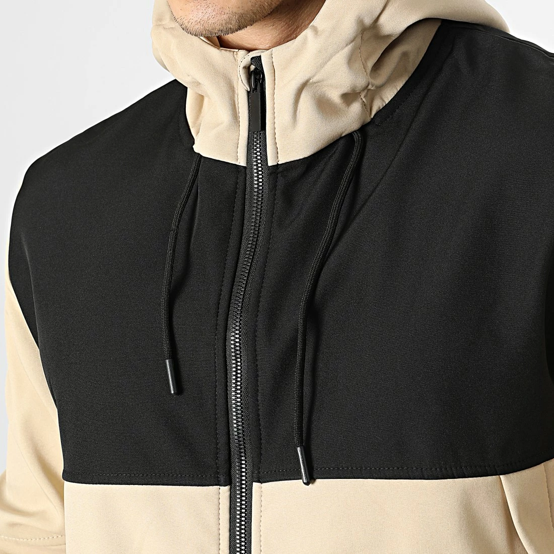 De gros 👍 Veste Zippée Capuche E340 Beige Noir de Zayne Paris 😍 2 De gros 👍 Veste Zippée Capuche E340 Beige Noir de Zayne Paris 😍 – Image 2