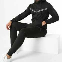 Nouveau 🌟 Ensemble Veste Zippée Capuche Et Pantalon Jogging E-328 Noir de Zayne Paris 👏