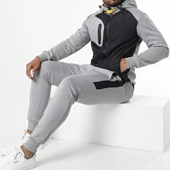 Promo 🤩 Ensemble De Survetement E336 Gris Noir de Zayne Paris 🎁