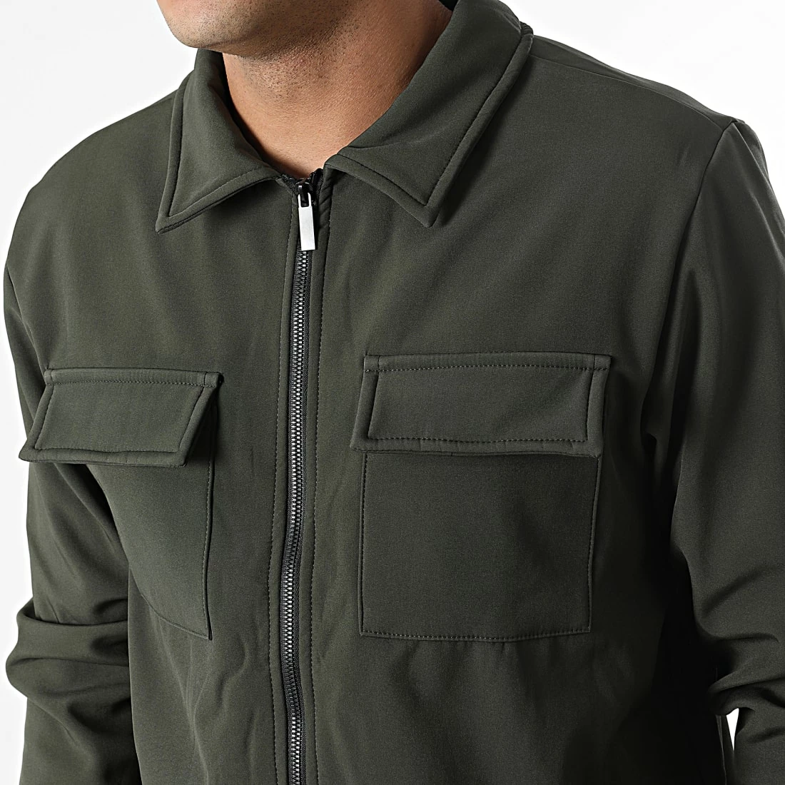 Le moins cher ❤️ Veste Zippée E368 Vert Kaki de Zayne Paris 🎉 2 Le moins cher ❤️ Veste Zippée E368 Vert Kaki de Zayne Paris 🎉 – Image 2