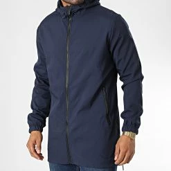 Le moins cher 😀 Veste Zippée Capuche E339 Bleu Marine de Zayne Paris 🔔