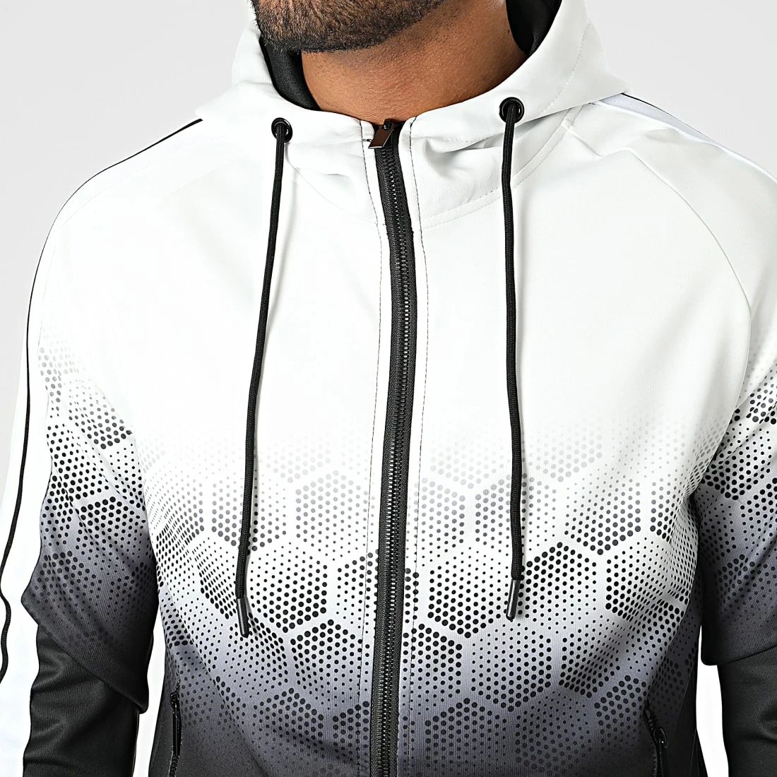 Le moins cher 💯 Ensemble De Survêtement Dégradé A Bandes E284 Blanc Noir de Zayne Paris 🔥 2 Le moins cher 💯 Ensemble De Survêtement Dégradé A Bandes E284 Blanc Noir de Zayne Paris 🔥 – Image 2